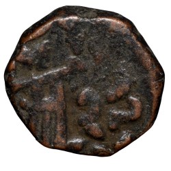 Alternative view of Copper Drachma of Gondophares I(AD20-50) of Indo Parthian Portrait Issue