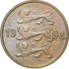 Brass 10 Senti of Estonia Country (AD 1998) with 3-Lions
