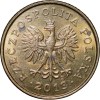 Brass 1 Grosz of Poland Country (AD2013) with Crowned Eagle/An Oak Leaf