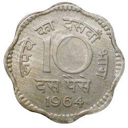 Copper-Nickel 10 Paise of Republic India (AD 1964) of Calcutta Mint UNC Grade