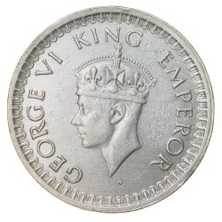 Silver (50%) 1/2 Rupee of George VI (AD 1943) of Bombay Mint Beautiful Grade
