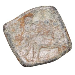 Lead Coin of Western Kshatrapa - Rudrasena III? (3rd Cen. AD) with Bull facing right
