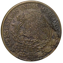 Alternative view of Brass 5 Centavos of Mexico (AD 1976) with Portrait of Josefa Ortiz de Domínguez