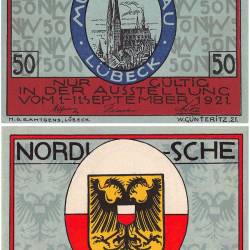 Germany Luebeck 50 Pfennig Notgeld Set 1921 UNC Unique and Rare