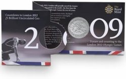 Alternative view of 2009 London 2012 Olympic Games Countdown Swimming Brilliant Uncirculated £5 Coin