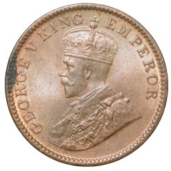 Bronze 1/4 Anna of George V (AD 1933) of Calcutta Mint Die-Clash Error in UNC Grade Rare