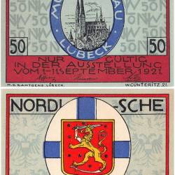 Germany Luebeck 50 Pfennig Notgeld Set 1921 UNC Unique and Rare