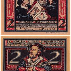 Germany Muenster 2 Mark Notgeld Set 1921 Mehl UNC Unique and Rare