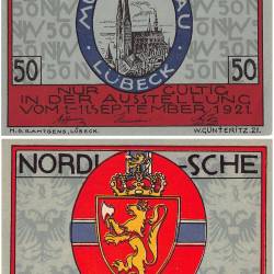 Germany Luebeck 50 Pfennig Notgeld Set 1921 UNC Unique and Rare