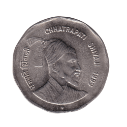 India 2 Rupees 1999 (Chhatrapati Shivaji) Commemorative UNC Coin#AA-92