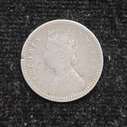 Alternative view of British-India 2 Annas 1896 (Victoria) Rare Silver Coin#AA-184