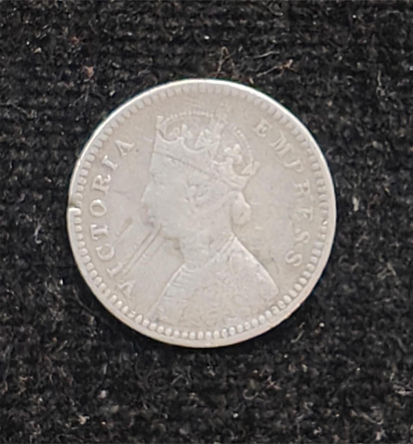 British-India 2 Annas 1896 (Victoria) Rare Silver Coin#AA-184 - Image 2