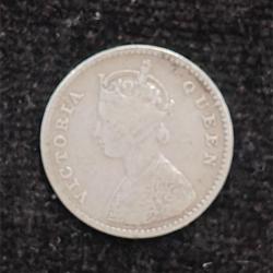 Alternative view of British-India 2 Annas 1862 (Victoria) Rare Silver Coin#AA-183