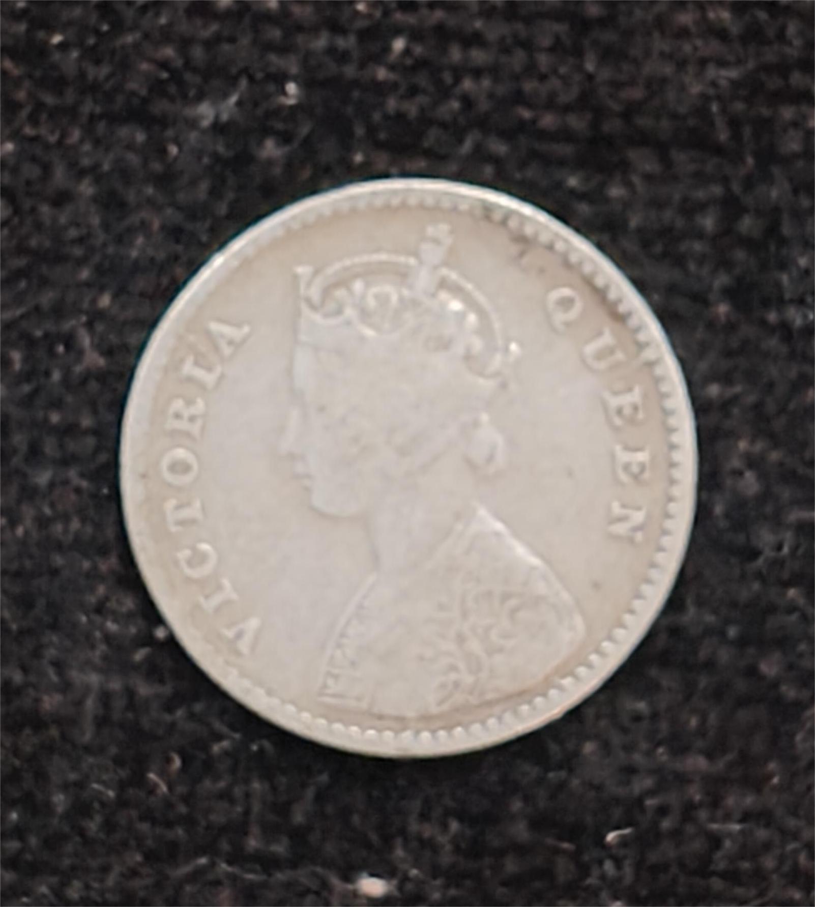 British-India 2 Annas 1862 (Victoria) Rare Silver Coin#AA-183