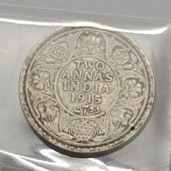 Alternative view of British India Two Annas 1915 Silver Coin High Grade RARE