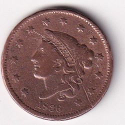 America 1 Cent 1836 ("Liberty Head/Braided Hair Cent") Rare Coin#AA-79