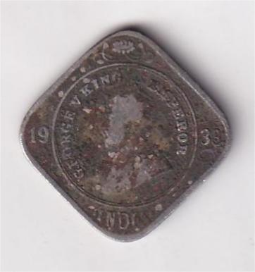 British India 2 Annas (1933) Rare Coin #AA-82