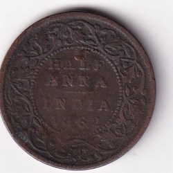 British India 1/2 Annas (1862) Victoria Rare Coin