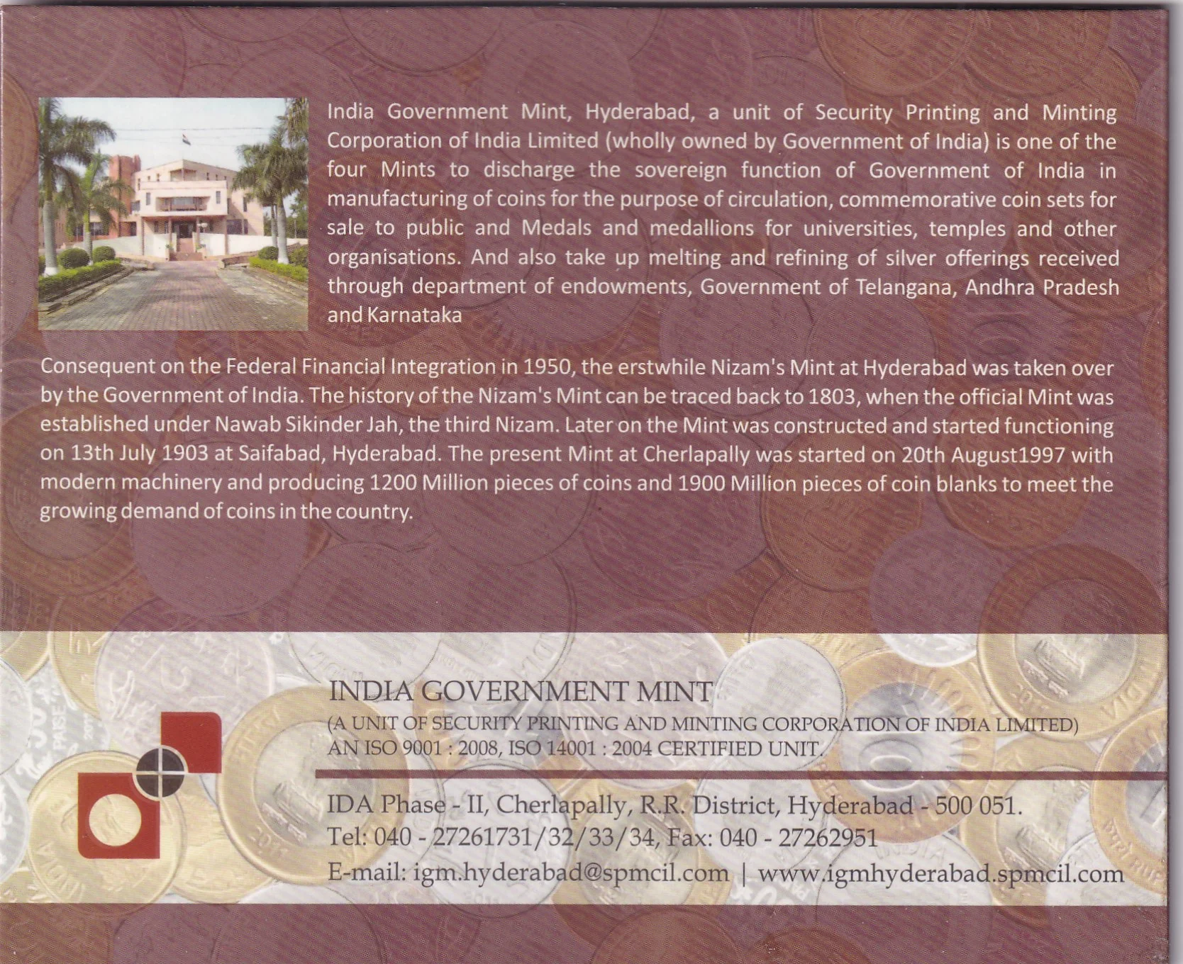 Acharya Tulsi Birth Centenary 1914-2013 Rare commemorative Hyderabad Mint UNC Coin Set