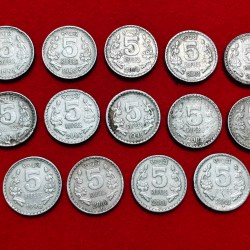 5 RUPEE COPPER NICKLE COIN 14 COINS