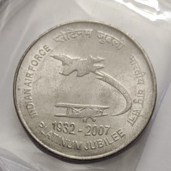 2 Rs Indian Airforce Platinum Jubilee Steel Coin Kolkata Mint Coin UNC