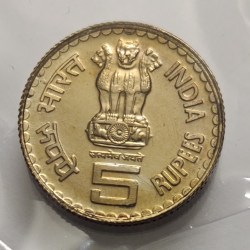 Alternative view of 5 Rs 75 Years Of Dandi March Copper Nickel Coin UNC RARE