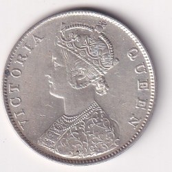 Alternative view of 1862 ONE RUPEES VICTORIA BRITISH INDIA SILVER UNC EXTREMELY RARE COIN #53