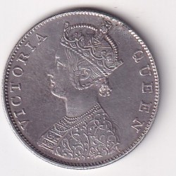 Alternative view of 1862 ONE RUPEES VICTORIA BRITISH INDIA SILVER UNC EXTREMELY RARE COIN #63