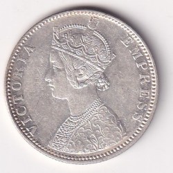 Alternative view of 1890 ONE RUPEES VICTORIA BRITISH INDIA SILVER UNC EXTREMELY RARE COIN #34