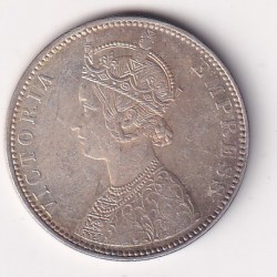 Alternative view of 1890 ONE RUPEES VICTORIA BRITISH INDIA SILVER UNC EXTREMELY RARE COIN #74