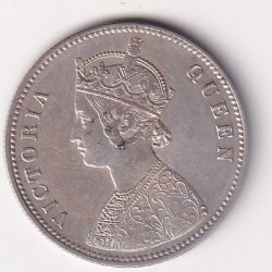 Alternative view of 1876 ONE RUPEES VICTORIA BRITISH INDIA SILVER UNC EXTREMELY RARE COIN #84