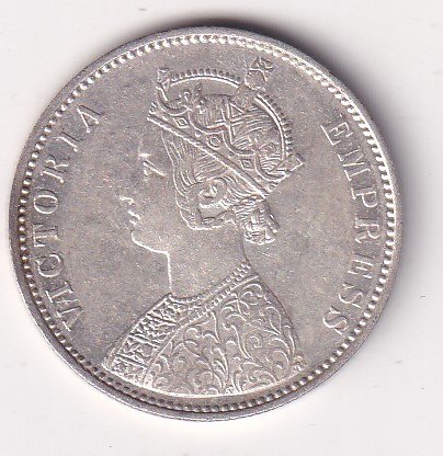 1878 ONE RUPEES VICTORIA BRITISH INDIA SILVER UNC EXTREMELY RARE COIN #15 - Image 2