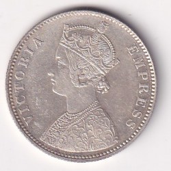 Alternative view of 1885 ONE RUPEES VICTORIA BRITISH INDIA SILVER UNC EXTREMELY RARE COIN #25
