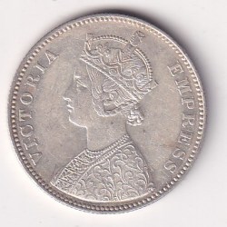 Alternative view of 1885 Rare Date ONE RUPEES VICTORIA BRITISH INDIA SILVER UNC EXTREMELY RARE COIN #35