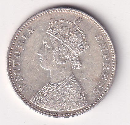 1885 Rare Date ONE RUPEES VICTORIA BRITISH INDIA SILVER UNC EXTREMELY RARE COIN #35 - Image 2