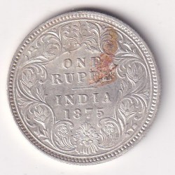 1875 ONE RUPEES VICTORIA BRITISH INDIA SILVER ALMOST UNC EXTREMELY RARE COIN #45