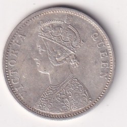 Alternative view of 1874 ONE RUPEES VICTORIA BRITISH INDIA SILVER ALMOST UNC EXTREMELY RARE COIN #55