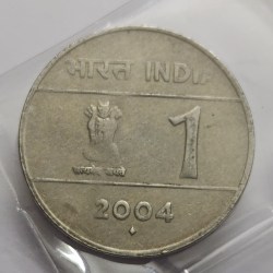 1 Rs 2004 Cross Coin Mumbai Mint Rare High Grade
