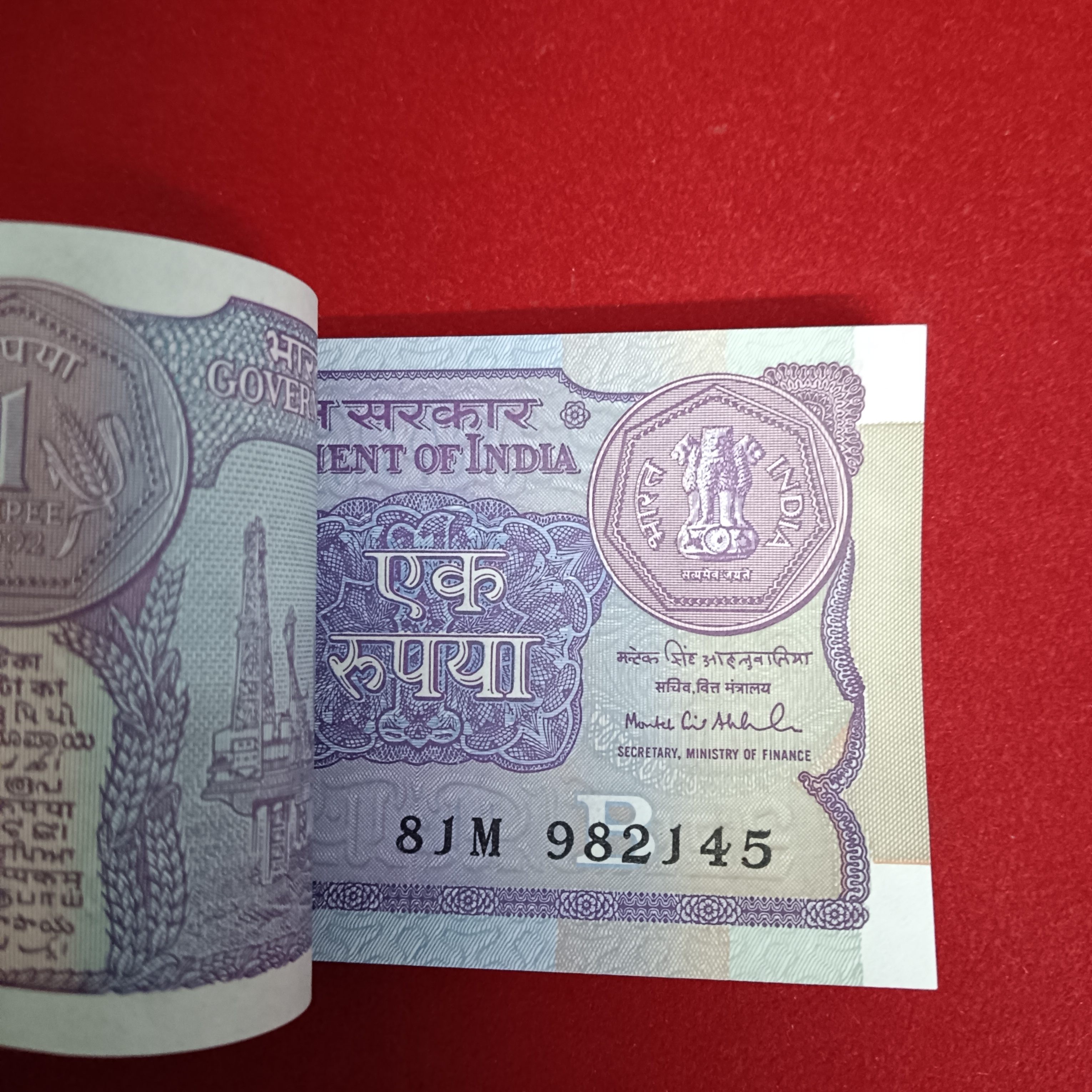 One Rs Old Small Coin Full Bundle Finance Secretary Montek Singh Ahluwalia 1991 Year 982101 - Image 4