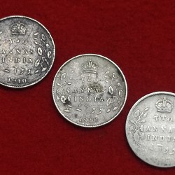 TWO ANNA SILVER COIN SET EDWARD VII
