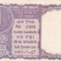 Alternative view of 1 Rupees 1951 Governor K.G. Ambegaonkar Rare UNC Note