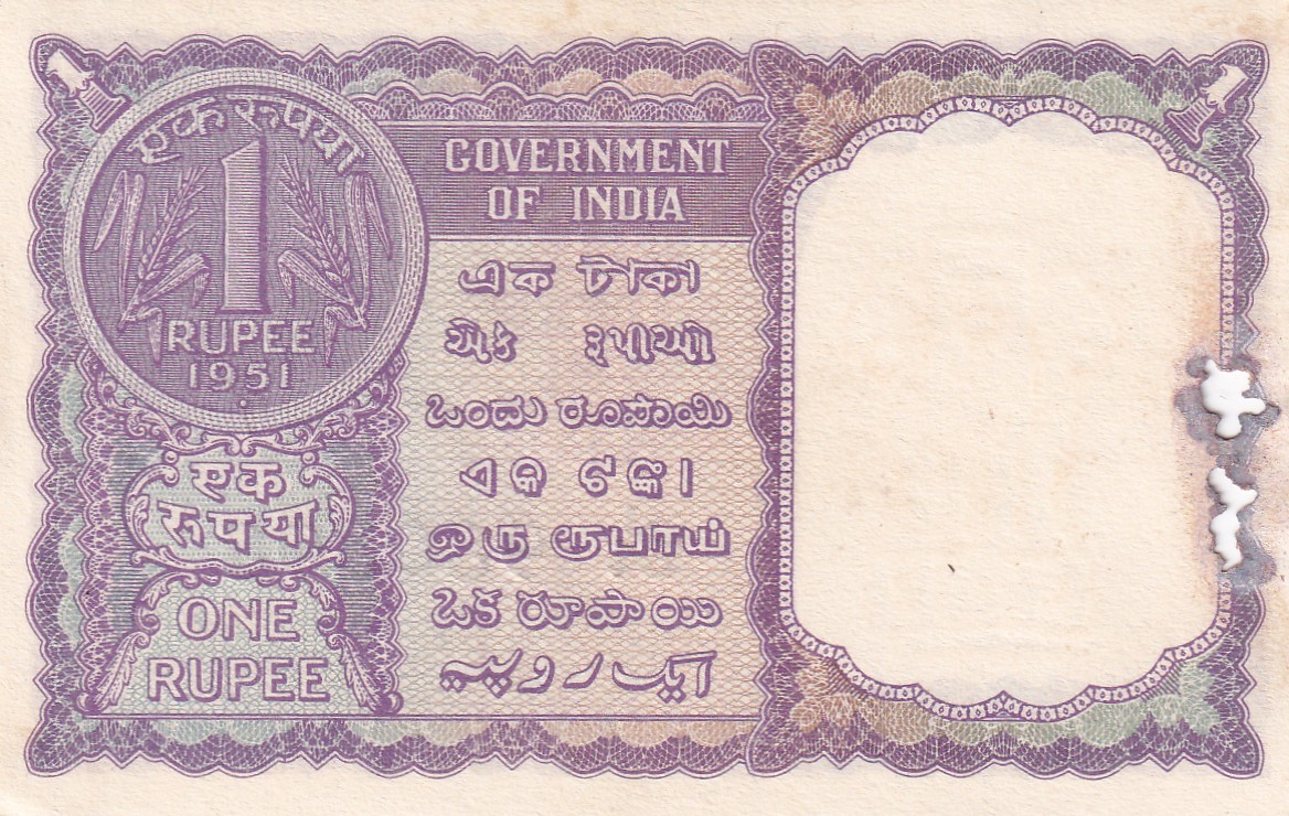 1 Rupees 1951 Governor K.G. Ambegaonkar Rare UNC Note - Image 2
