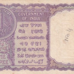 Alternative view of 1 Rupees 1951 Governor K.G. Ambegaonkar Rare UNC Note