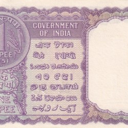 Alternative view of 1 Rupees 1951 Governor K.G. Ambegaonkar Rare UNC Note
