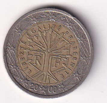 France 2 Euros (1st map) Bimetallic Coin#AA-98