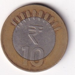 Alternative view of Error (3 Off Clock) 10 Rupees 2012 Rare Coin#AA-109