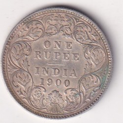 India - British 1 Rupee 1900 - Victoria RARE SILVER COIN #86