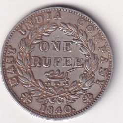 British - India 1 Rupee 1840 - Victoria RARE SILVER COIN #96