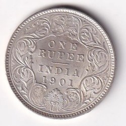 BITISH - INDIA 1 RUPEES 1901 - VICTORIA RARE SILVER HIGH GRADE UNC COIN