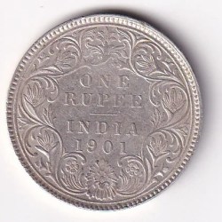 BITISH - INDIA 1 RUPEES 1901 - VICTORIA RARE SILVER HIGH GRADE UNC COIN